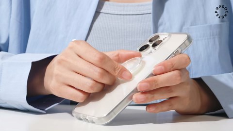 PopSockets Phone Grip with Expanding Kickstand, Adhesive Grip - Clear