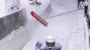 8.9K views · 104 reactions | YIKES  As if skeleton isn't dangerous enough, racer Katie Tannenbaum hit a broom left on the track during her run in Innsbruck, Austria 粒 | CBC Olympics | Facebook