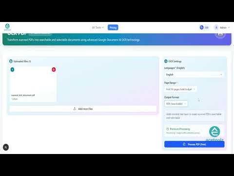 How to Make Scanned PDFs Searchable with OCR for Free | AceToolz OCR PDF Tutorial