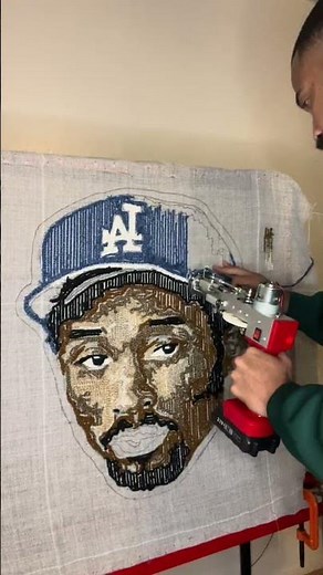 New tufted portrait work. #rug making #Kobe #Art ￼￼