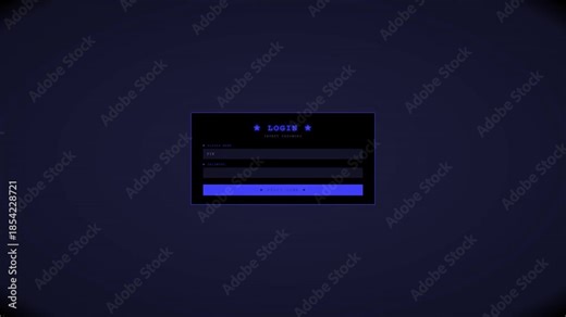 Computer administrator login animation showcases process of logging in and depicts hacking events occurring on screen