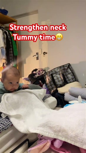 Tummy time bub to strengthen your neck #tummytime #baby #shorts #babysmile