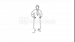 Animated self drawing of Morocco traditional clothes video design illustration. Traditional fashion country themes design with simple linear continuous line concept. Traditional fashion education