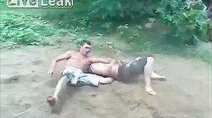 Horrific moment man's leg breaks during wrestling game