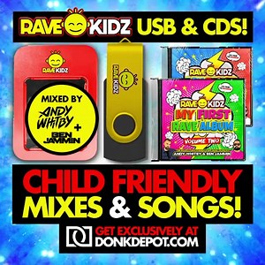 ❤️ Child-friendly USBs & CDs! 🛍️ www.DonkDepot.com ✅ No swear words or bad references! 🎁 The Perfect stocking filler! 🙌🏼 Want to rave with your little ones in the car or at home but worried they’ll hear something they shouldn’t? 🥳 The new Rave Kidz USB & CD albums feature 100% safe music for all ages! 💯 Ideal for your little raver who wants to listen to Bounce music safely! | Andy Whitby