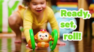 Bright Starts Roll & Glow Monkey Crawling Baby Toy with Lights and Sounds, Tummy Time Toy, 6 Months and up