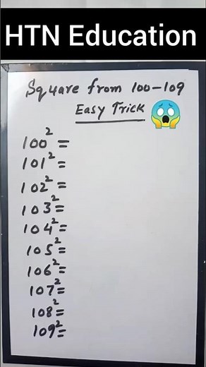 Fast Math Tricks: Calculate Squares 100–109 in 2 Seconds! #cuemath #okmath #shorts