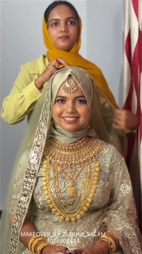 Muslim bridal Hijab setting #step by step #subscribe #@AAstudio336