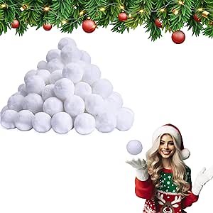 Fake Snowballs, Soft and Realistic Artificial Snowball for Winter Snow Fight Games and Christmas Decorations, 50 PCS White