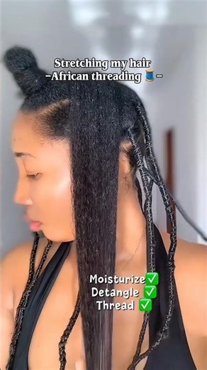 How i do my african threading stretch on my 4c hair #naturalhair #afrohair #4bnaturalhair