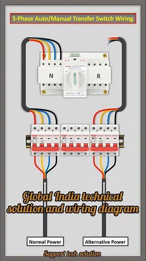 3 _ phase auto manual transfer switch wiring line diagram technical support #electricalcircuit