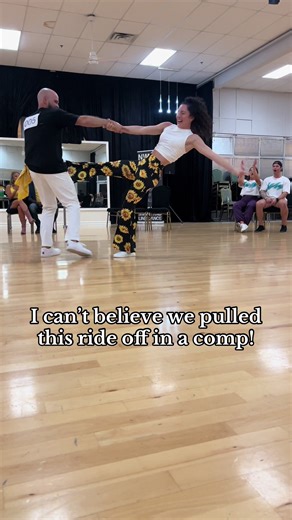 This is definitely one of the flashier moves we have pulled off in competition 😅 Should we do a tutorial video for it?? #countryswing #dancecompetition #partnerdance #coupledance #swingdance
