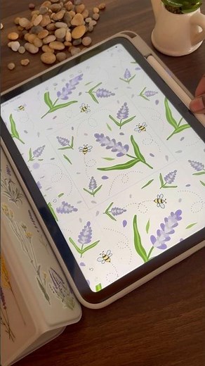 Lavender Flowers & Bees Seamless Pattern 🌸🐝 | Surface Pattern Design Process #patterndesign #art