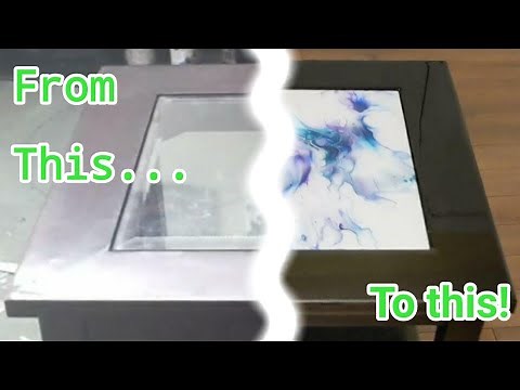Restoration of Wooden Table with Acrylic Pour on Glass Insert