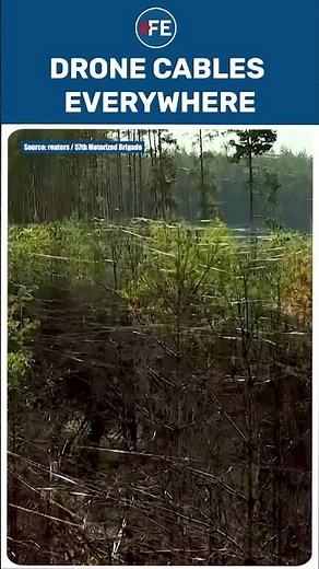Ukraine Reveals Forests Covered In Fibre-Optic Cables Left By Russian FPV Drones | #shorts