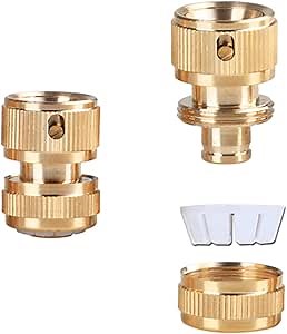 1 Pack Garden Hose Quick Connectors for 1/2 GHT 0.51'' Garden Hose - Easy Connect Fittings No-Leak Water Hose Male Female Valve