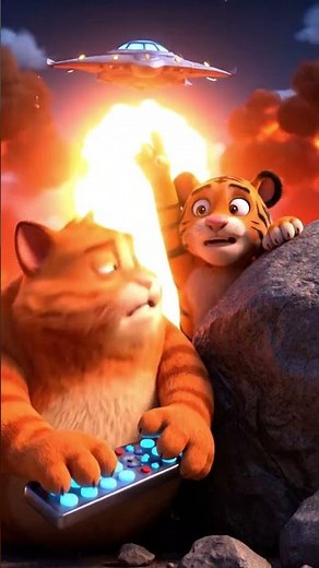 Orange Cat Finds Alien Remote 👽 #cats #shorts #ai #cutecats #funnycatvideos #viral #trending