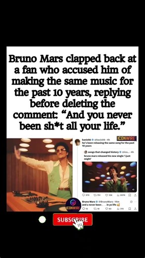 ❤️ 🔥 Bruno Mars Claps Back at Fan: “You Never Been Sh*t in Yo Life” #brunomars #shorts