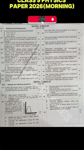 FBISE PHYSICS Paper (Morning Shift) CLASS 9||SSC 1 PHYSICS Subjective solved #fbise #exams