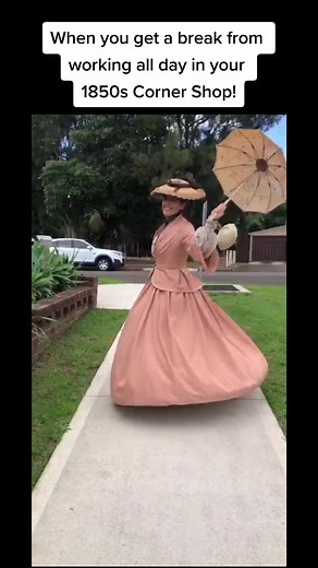 Just me living my best 1850s life in 2023! The first episode of Back in Time for the Corner Shop now streaming on @ABC iview #backintimeAU #history #nostalgia #grwm #backintimeforthecornershop #1850s #tvfamily #1850sfashion #1850sstore #cornerstore #cornershop #vintagefashion #fyp