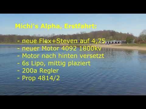 RC Powerboote: Erstfahrt Amewi ALPHA "α" von Michi (umgebaut) / Maiden run Amewi ALPHA (modified)
