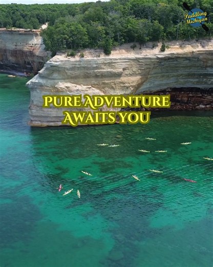 10K views · 33 reactions | Kayak beneath towering cliffs and turquoise waters.  Pure adventure isn’t just a promise, it’s a paddle away. ‍♀️✨ #PaddlingMichigan #picturedrocksnationallakeshore #AdventureAwaits #BucketListTrip | Paddling Michigan | Facebook