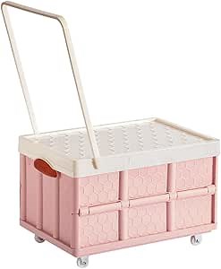 Cabilock Moving Boxes Foldable Storage Bins with Lids Collapsible Storage Box Utility Wagon Camping Garden Shopping Cart Grocery Toy Clothes Books Container With Wheel Collapsible Storage Bins