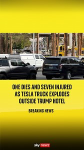 One person has died and seven others have been injured after a Tesla cybertruck exploded outside a hotel owned by Donald Trump #Tesla #Trump #USNews | Sky News