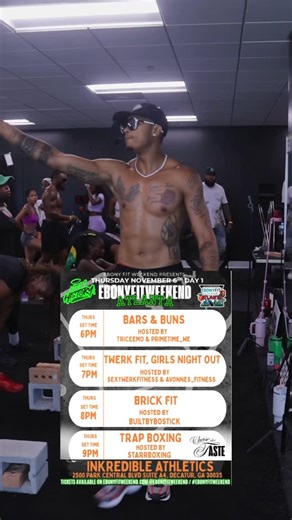 DJ Bostick on Instagram: "Ebony Fit Weekend ATL 🍑 I need yall to “Take Me Thru There” A lot of Dope Trainers under One Roof. Get Your Tickets Now. All Weekend ‼️ Registration Available W/ Link in Bio 🔗 BRICKFIT 🧱: Nov. 6 (Day 1) THIS THURSDAY 🎤: @djmuzisean On 1’s & 2’s ⏰: 8:00 - 9:00 PM 📍: INKREDIBLE ATHLETICS (Suite A4) 2500 Park Central Blvd, Decatur Ga 30035"