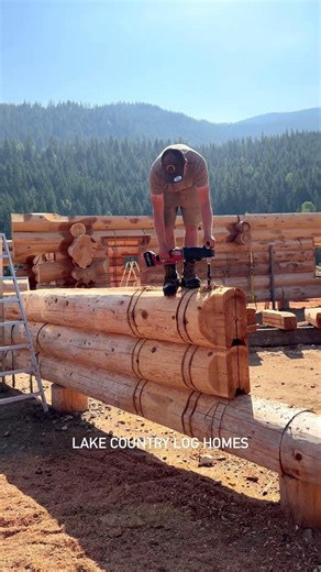 Electrical wiring in a Western Red Cedar Log Home