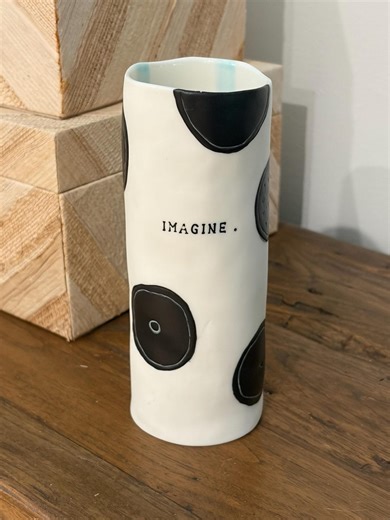 Extremely Rare Vintage Rae Dunn “imagine” Vase | Black & White Wilma Vase | Early Rae Dunn Pottery | Collectible Handmade Ceramic Vase - Etsy