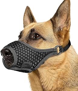 Dog Muzzle, Soft Dog Muzzles for Small Medium Large Dogs, Breathable Muzzle to Prevent Biting, Chewing, and Barking with Ring and Adjustable Strap, Perfect for Vet Visit, Training, Grooming(Black,XL)