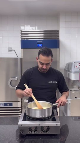 Karim Bourgi on Instagram: "Chouquette Gourmet XXL—a delicate choux pastry filled with luscious vanilla custard crémeux, layered with salted caramel, and crowned with a cloud of mascarpone whipped cream. Can’t wait to see your delicious creations and don’t forget to tag me 😉 RECIPE 📝 Choux Pastry 250G water 250G milk 250G butter 5G salt 8G sugar 275G flour 400G whole eggs QS Sugar pearls Bring the water, milk, salt, sugar and butter to the boil. Add the flour and dry out the paste. Gradually a