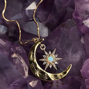 [Hot Item] Moon Star Necklace Moon Six Point Star Necklace for Women Girls Gifts