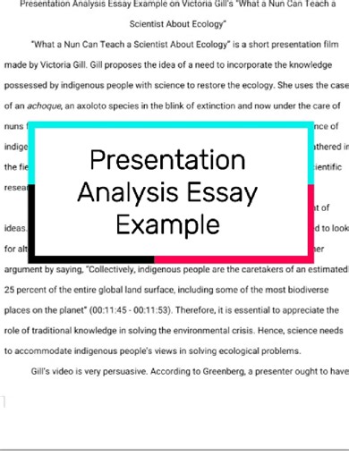 Presentation Analysis Essay Example on Victoria Gill’s “What a Nun Can Teach a Scientist About Ecology” #presentation, #analysis, #essaywriting, #englishclass, #essayhelp