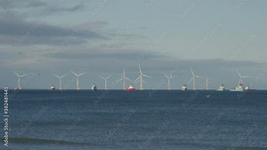 Offshore Wind Farm in the bay at Aberdeen, Scotland