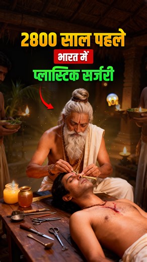 Decode Bharat on Instagram: "प्लास्टिक सर्जरी विदेश की नहीं, भारत की देन है! 🇮🇳😱 2800 साल पहले जब दुनिया कपड़े पहनना भी ठीक से नहीं जानती थी, तब भारत के महर्षि सुश्रुत (Maharshi Sushruta) टूटी हुई नाक और कटे हुए कान जोड़ रहे थे! 👃✨ 🕉️ इस वीडियो में जानें: ✅ महर्षि सुश्रुत कौन थे? (Who is Father of Surgery?) ✅ बिना एनेस्थीसिया (Anesthesia) के सर्जरी कैसे होती थी? ✅ माथे की स्किन से नाक बनाने की तकनीक (Forehead Flap Rhinoplasty)। ✅ सुश्रुत के बनाए सर्जिकल टूल्स (Surgical Tools) और मॉडर्न टूल्