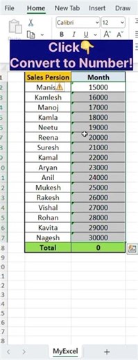 Remove Errors in Excel | Fix Excel SUM Error in Seconds! #excelshorts #excelshortcutkeys #excel