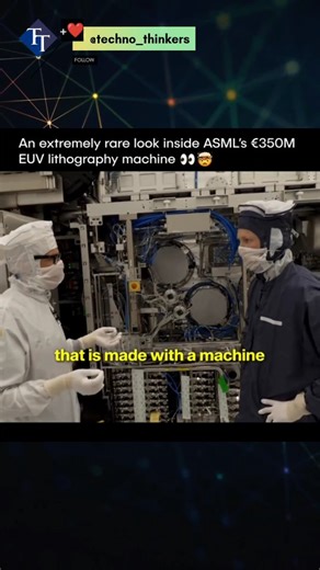 Artificial intelligence ML&IOT on Instagram: "ASML builds the machine that quietly sits behind almost every smartphone on the planet, meaning that nearly every modern chip today comes from a system that was physically assembled in a single facility. @casper_mebius from @veritasium got an extremely rare look inside that machine. It is ASML’s EUV lithography system, which costs around €350 million, pulls in components from roughly 5,000 suppliers, and is shipped in hundreds of crates by plane and