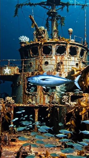 Predatory Fish with a GoPro Explores a Sunken American Submarine #GoProPOV#submarine