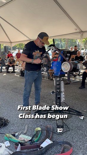 The Fundamentals of Grinding class with @brodbeck_ironworks and @jason_knight_knives is underway at BLADE Show. Doors open to earlybird ticket holders at 10 AM and General admission starts at 11am. | Blade Show