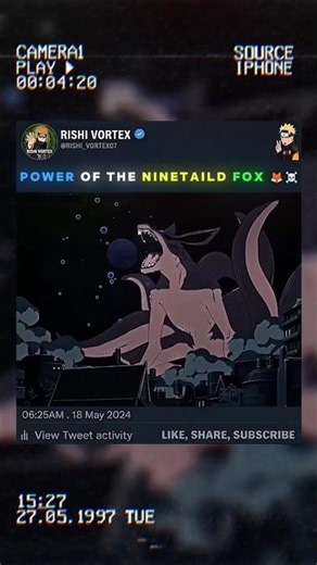 POWER OF THE NINE TAILD FOX 🦊☠️ #narutoshippuden #kurama #naruto