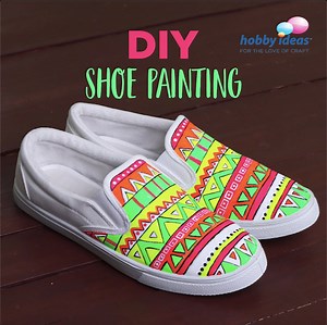 Give your plain white sneakers a funky makeover by creating cool and vibrant aztec designs on your shoes! Watch this video to know how you can make this DIY Shoe Painting and transform your shoes using Fevicryl Acrylic Neon Colours and get your fleek on! | Hobby Ideas India