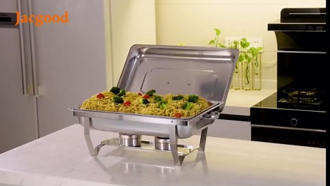 Chafing Dishes for Buffet, 9Qt 4 Pack Chafing Dish Buffet Set, Stainless Steel Buffet Food Warmers Sets for Catering Events Parties Dinners with Complete Set, Silver