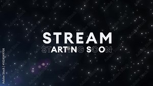 Stream starting soon animation, intro with flickering light text on black background