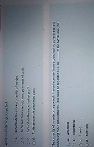 What is a cash budget used for? a. To calculate the market pote... | Filo