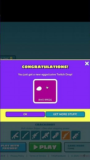 I got the Shell Shockers Twitch Drop 7 Blue Wizard Digital RPEGG! #shorts