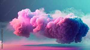 A colorful cloud formation in shades of blue, pink, and purple against the sky, Experiment with blending organic and digital elements to highlight the dynamic nature of cloud technology