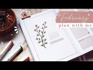 February 2022 bullet journal setup | plan with me | minimal flowery theme ✨
