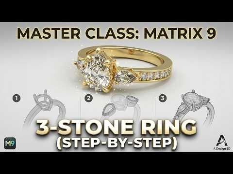 Matrix 9 Ring Tutorial 💎 Pear Shape Diamond Ring | ADESIGN3D